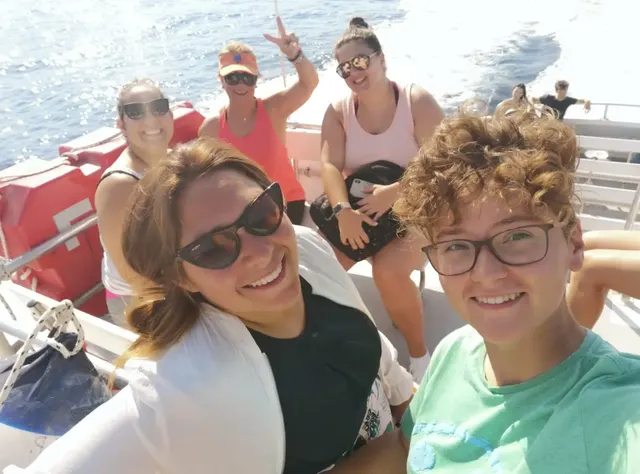 Group of friends on the boat