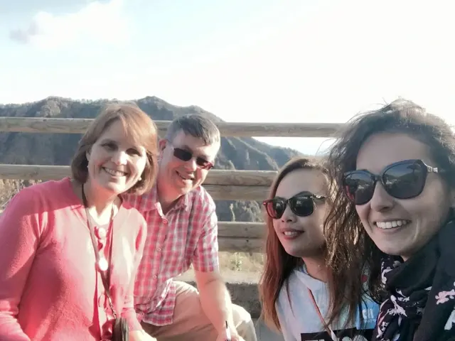 Family posing on a panoramic terrace on Capri