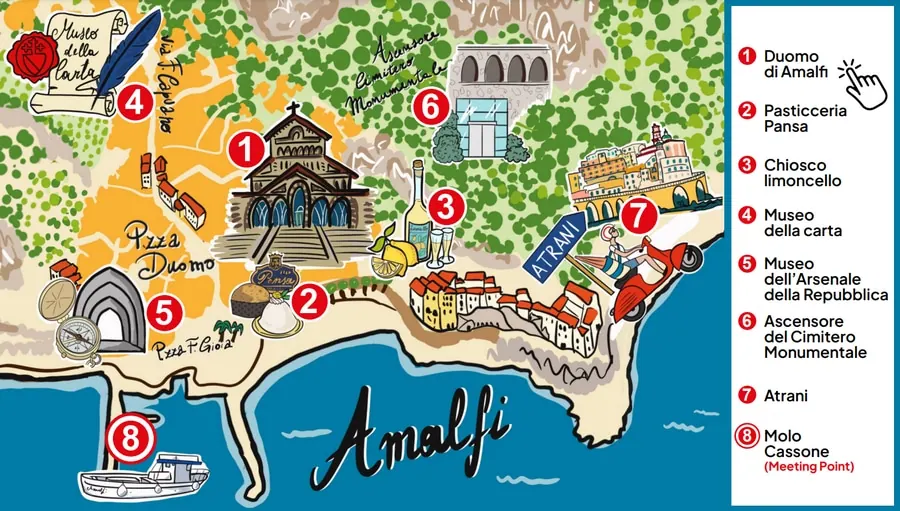 Tourist map of Amalfi with points of interest